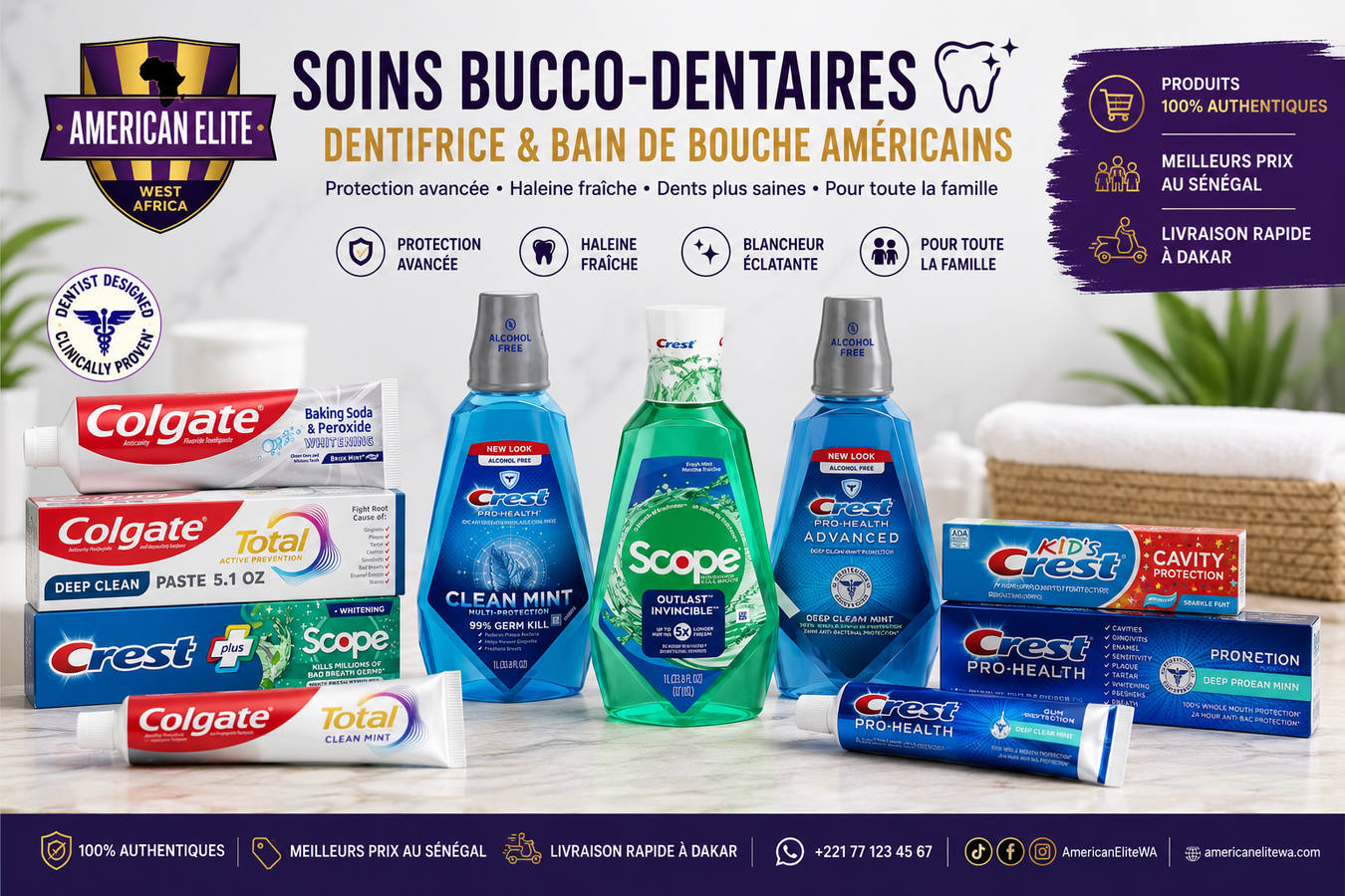 Soins Bucco-Dentaires – Dentifrice & Bain de Bouche Américains
