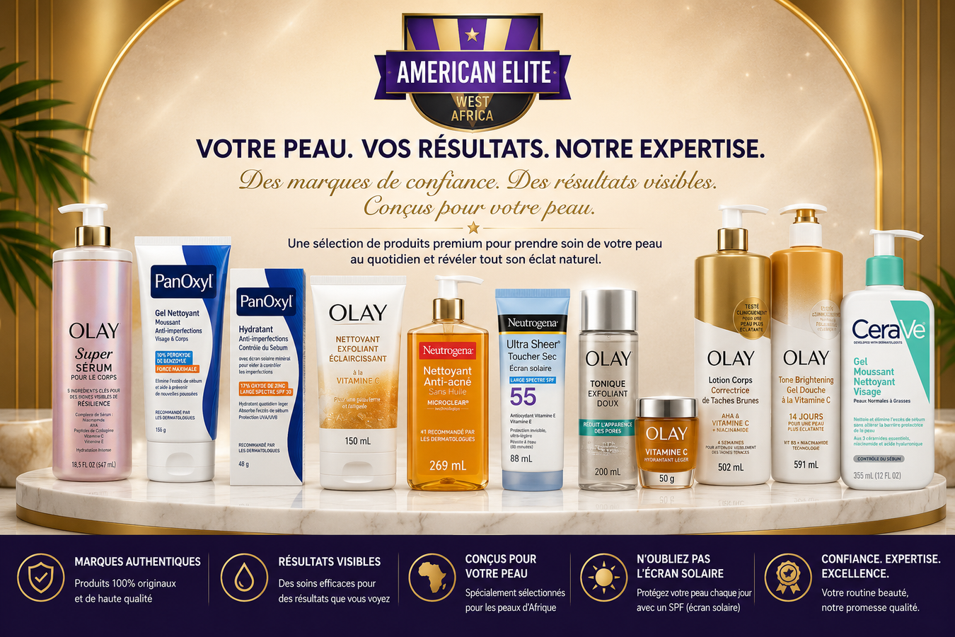 Soins Visage & Skincare – Produits Américains Authentiques | American Elite
