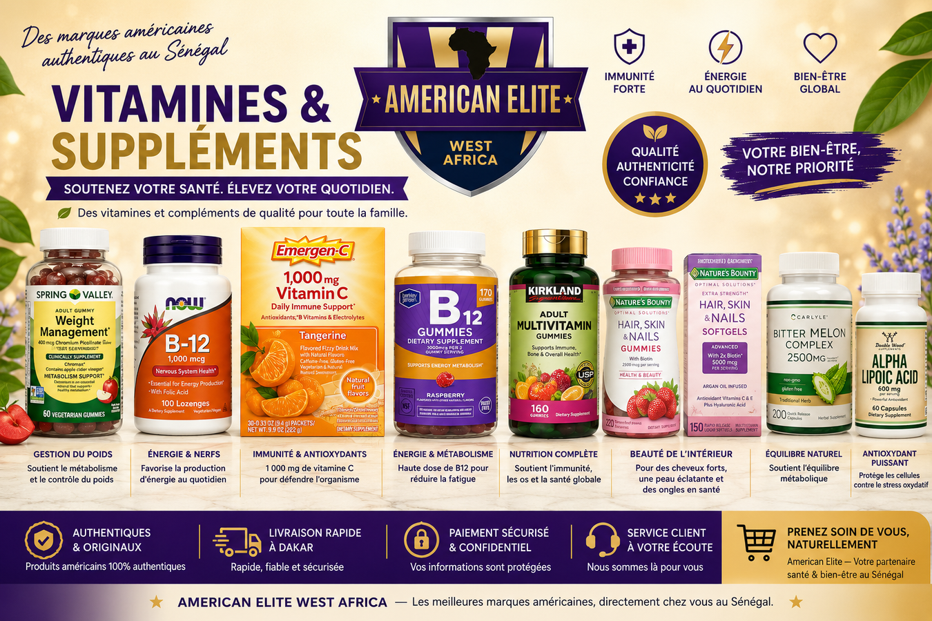 Santé & Bien-Être — Vitamines & Compléments Américains Authentiques
