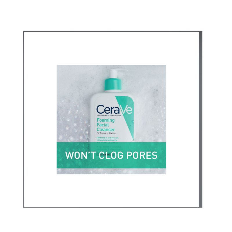 CeraVe Foaming Facial Cleanser – Nettoyant Visage Peaux Normales à Grasses