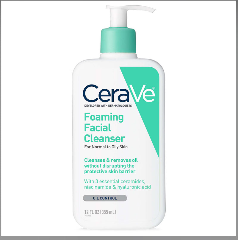 CeraVe Foaming Facial Cleanser – Nettoyant Visage Peaux Normales à Grasses