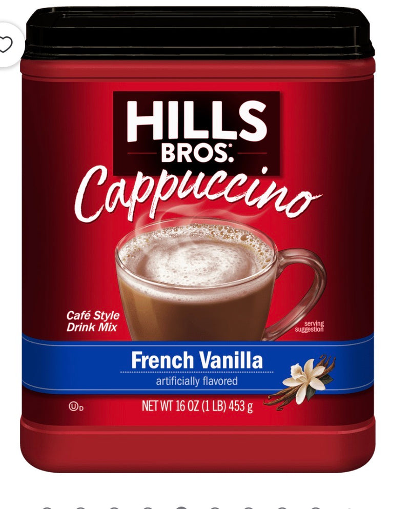 Hills Bros. Cappuccino Vanille Française – Format Familial 16 oz | Café Américain Authentique