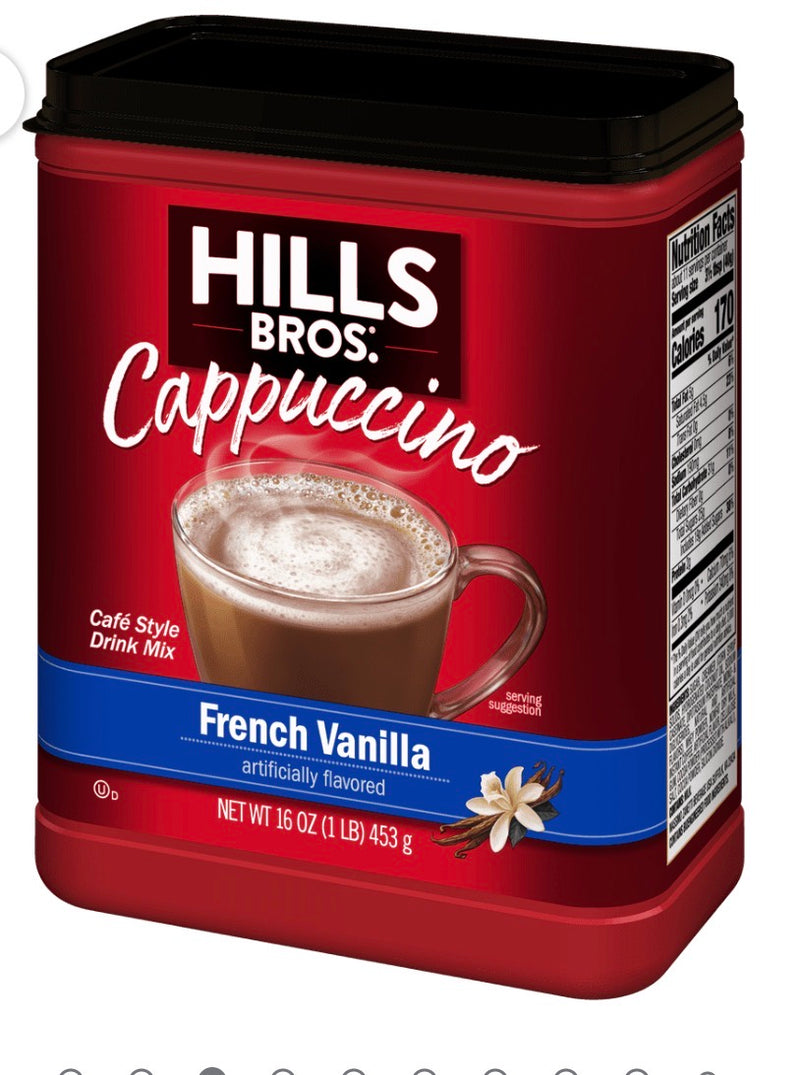 Hills Bros. Cappuccino Vanille Française – Format Familial 16 oz | Café Américain Authentique