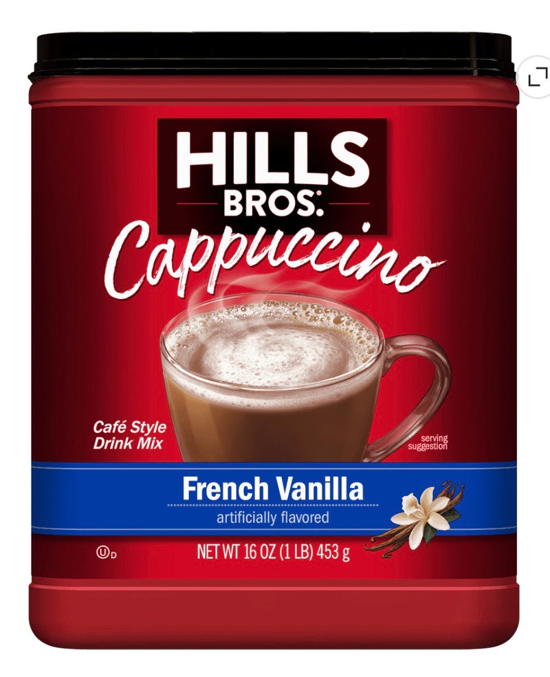 Hills Bros. Cappuccino Vanille Française – Format Familial 16 oz | Café Américain Authentique