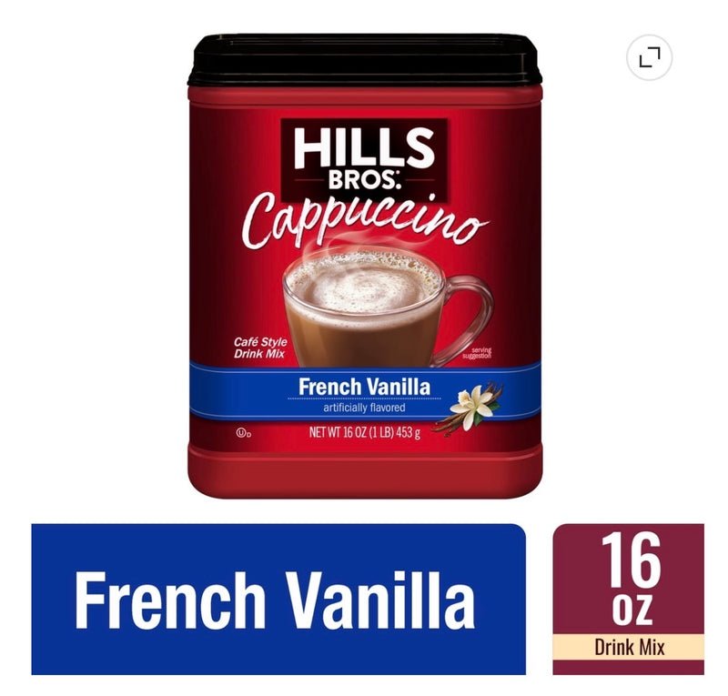 Hills Bros. Cappuccino Vanille Française – Format Familial 16 oz | Café Américain Authentique