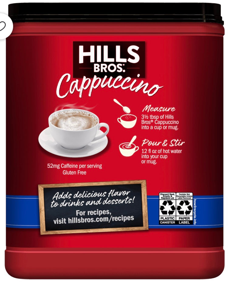 Hills Bros. Cappuccino Vanille Française – Format Familial 16 oz | Café Américain Authentique