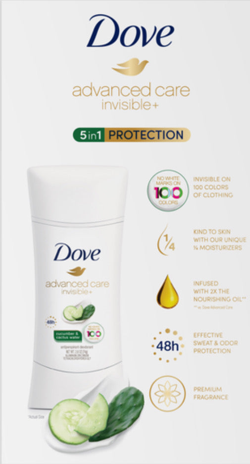 Dove Advanced Care Deodorant Cucumber and Cactus Water - No White Marks | American Elite Senegal