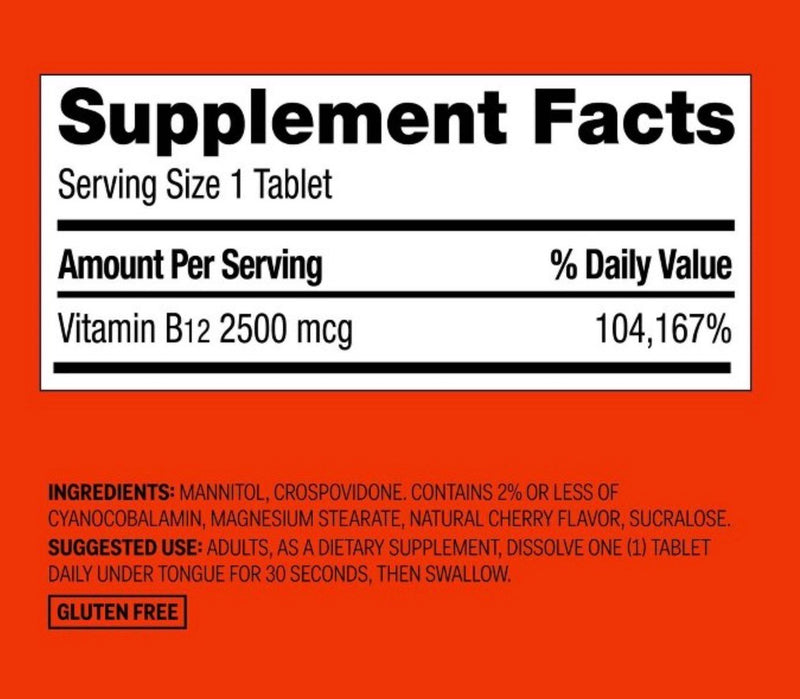 UpUp B12 2500 mcg – Comprimés à Dissolution Rapide Cerise | Authentique USA