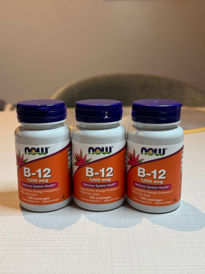 NOW B-12 1 000 mcg avec Acide Folique – 100 Pastilles à Sucer