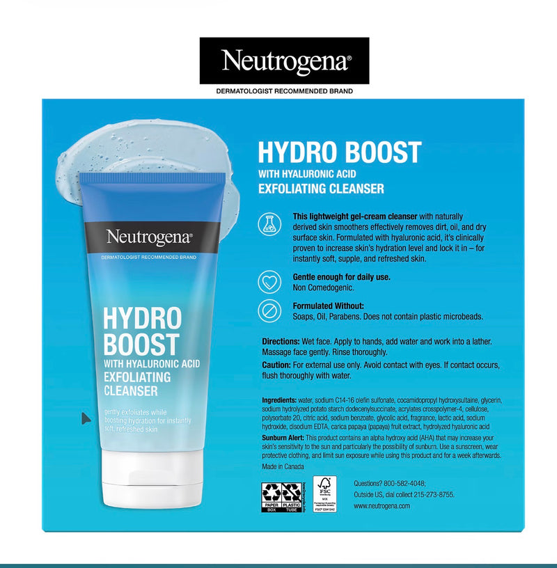 Neutrogena Hydro Boost Nettoyant Exfoliant à l'Acide Hyaluronique — Peau Douce & Hydratée