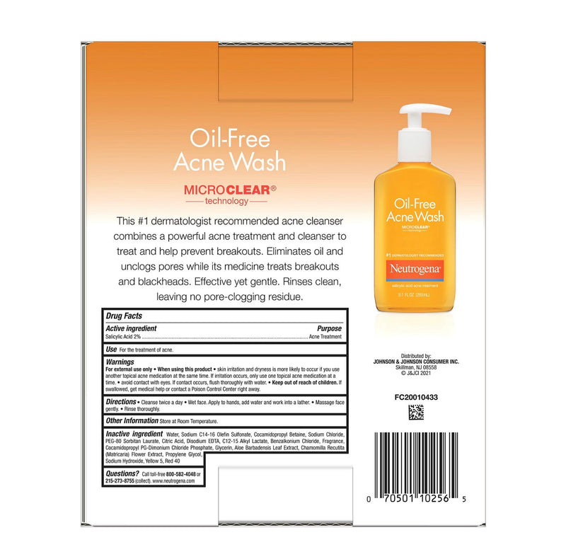 Neutrogena Oil-Free Acne Wash — Nettoyant Anti-Acné à l'Acide Salicylique