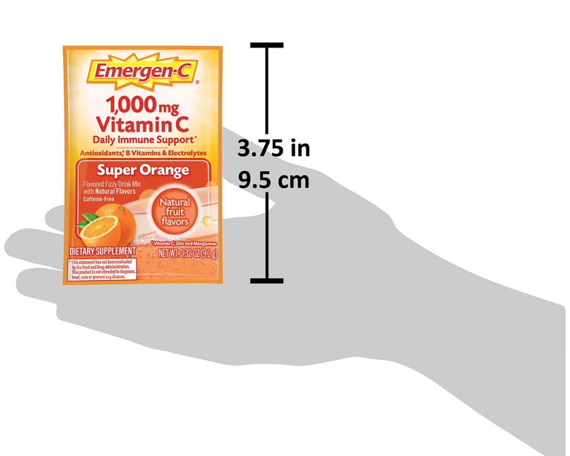 Emergen-C 1000 mg Vitamin C Dietary Supplement – Immune Support & Energy Boost | 30 Packets (Orange & Raspberry)
