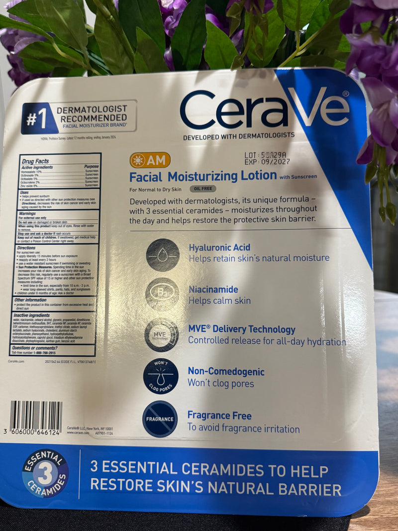 CeraVe AM Lotion Hydratante Visage SPF 30 — Peaux Sèches, Sensibles & Diabétiques | Produit Américain Authentique | Livraison Gratuite à Dakar
