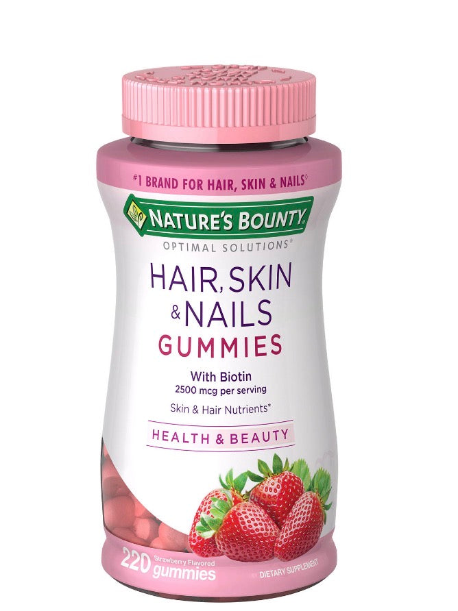 Nature's Bounty Optimal Solutions Hair, Skin & Nails Gummies — 220 ct. | Complément Beauté Américain