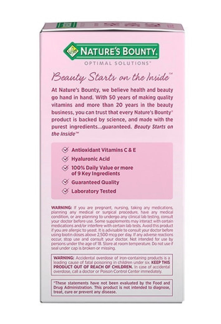 Nature's Bounty Optimal Solutions Extra Strength Hair, Skin & Nails Softgels — 150 ct. | Complément Beauté Américain