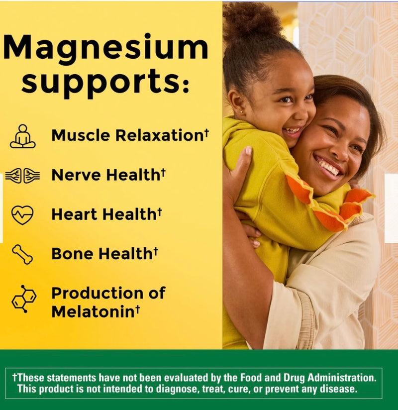 Nature Made Magnésium Glycinate Haute Absorption 200 mg — 60 Capsules | Sommeil, Stress & Muscles | Produit Américain Authentique