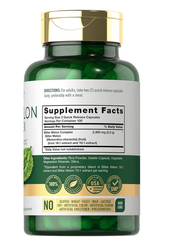 Melon Amer Complexe 2500 mg — 200 Capsules | Soutien Glycémie & Santé Métabolique | Produit Américain Authentique