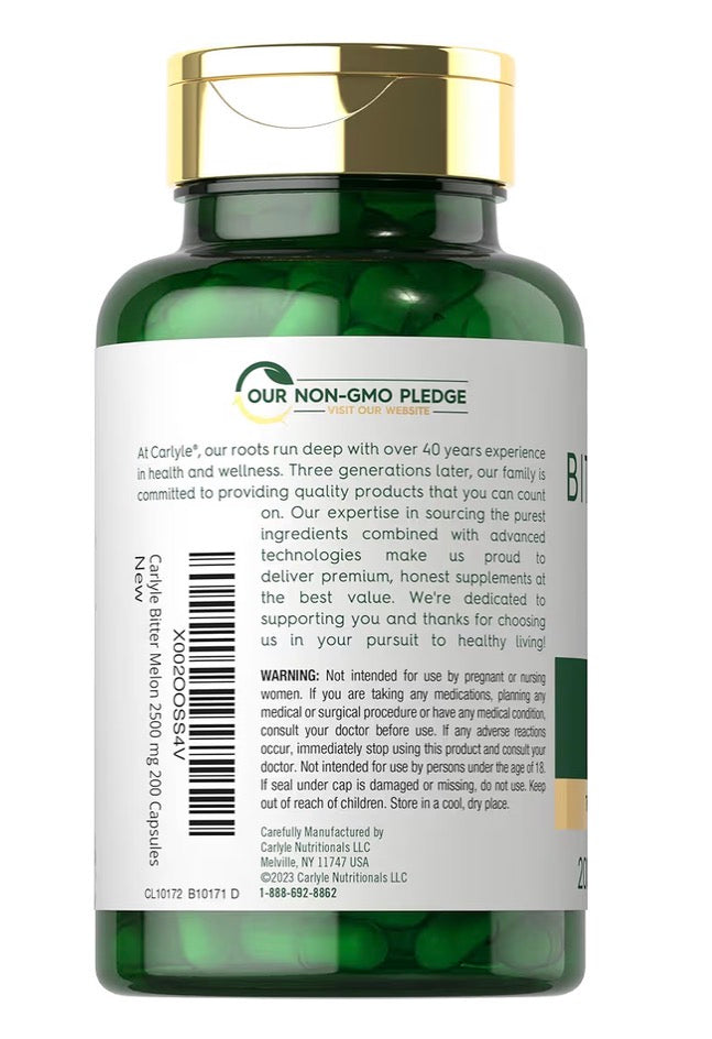 Melon Amer Complexe 2500 mg — 200 Capsules | Soutien Glycémie & Santé Métabolique | Produit Américain Authentique