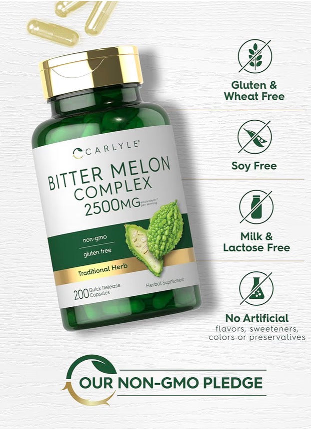 Melon Amer Complexe 2500 mg — 200 Capsules | Soutien Glycémie & Santé Métabolique | Produit Américain Authentique