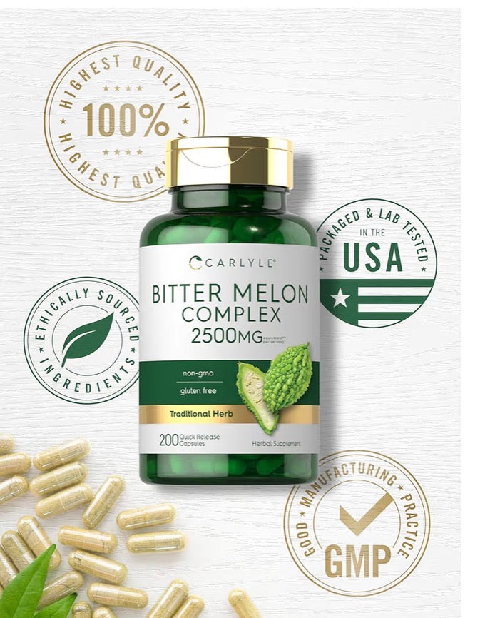 Melon Amer Complexe 2500 mg — 200 Capsules | Soutien Glycémie & Santé Métabolique | Produit Américain Authentique