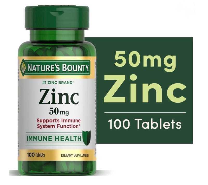 Nature's Bounty Zinc 50 mg – Immunité & Santé | 100 Comprimés | Complément Américain Authentique