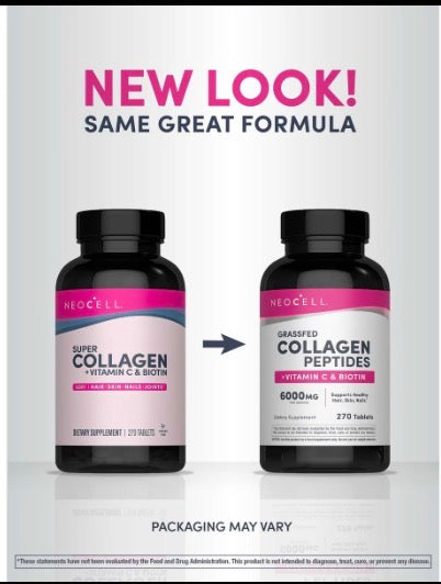 NeoCell Grassfed Collagen Peptides + Vitamin C & Biotin – Collagène 6 000 mg par portion, 360 comprimés | Dakar Sénégal