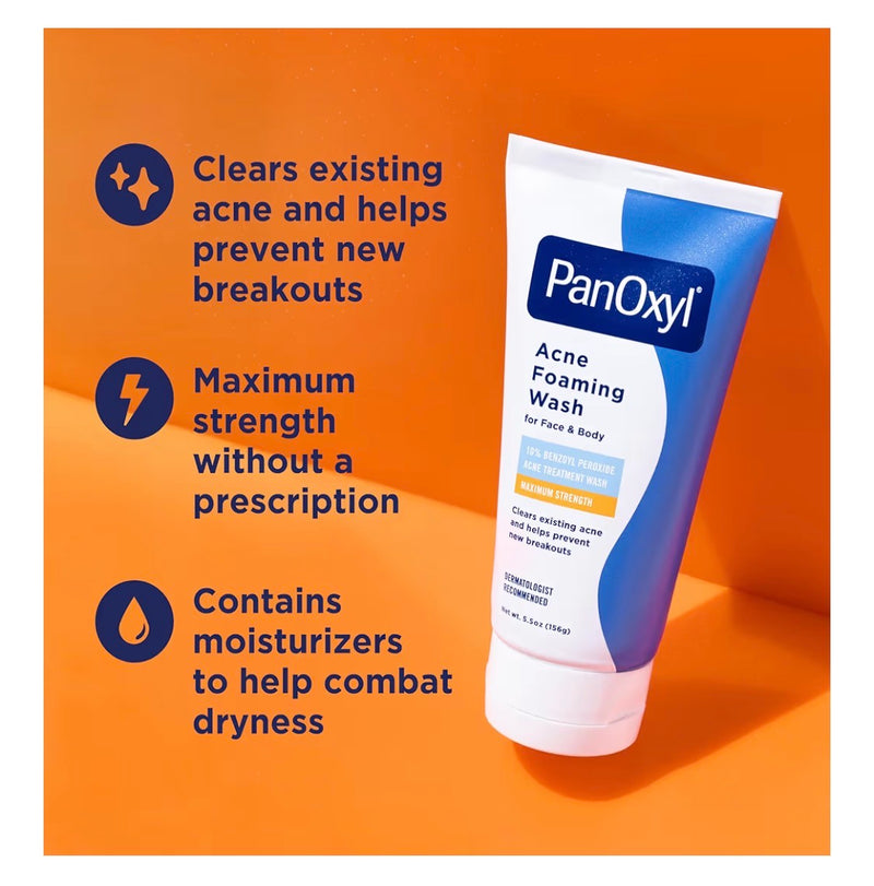 PanOxyl Nettoyant Moussant Anti-Acné au Peroxyde de Benzoyle 10 %