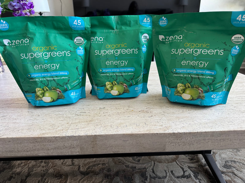 Zena Organic Super Greens Energy Blend 200 mg — 45 Gélules | Énergie Naturelle & Vitalité | Produit Américain Authentique