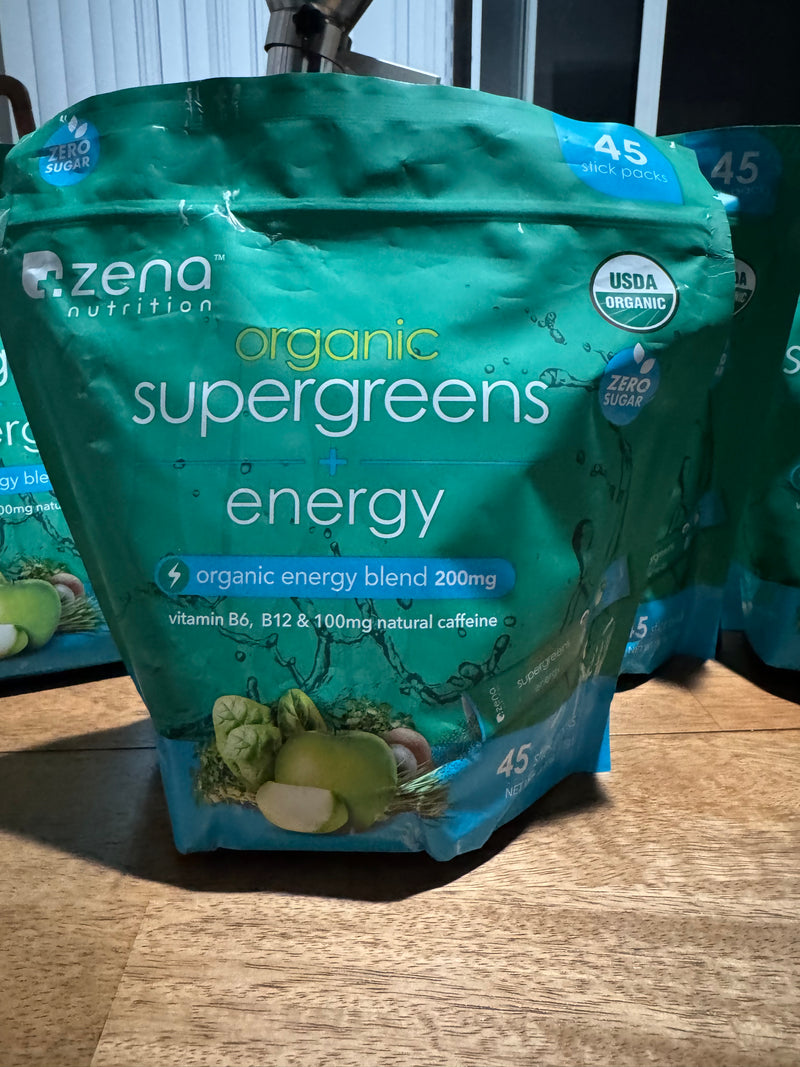 Zena Organic Super Greens Energy Blend 200 mg — 45 Gélules | Énergie Naturelle & Vitalité | Produit Américain Authentique