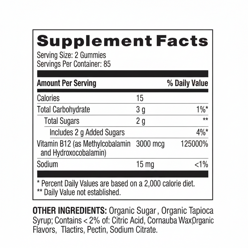 Berkley Jensen Vitamine B12 Gummies — 170 Gummies | Énergie & Système Nerveux | Produit Américain Authentique