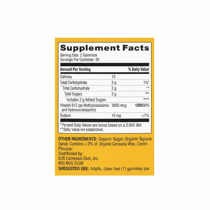 Berkley Jensen Vitamine B12 Gummies — 170 Gummies | Énergie & Système Nerveux | Produit Américain Authentique